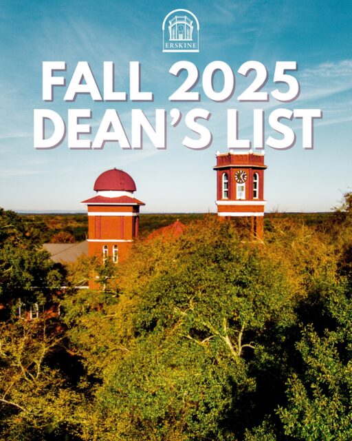 The Erskine College Fall 2025 Dean’s List has been announced by Dean of the College Shane Bradley! The dean’s list honors full-time students who earn a GPR of at least 3.80. Congratulations to these students! 🎉

Click the link in our bio for the complete list!

#erskinecollege