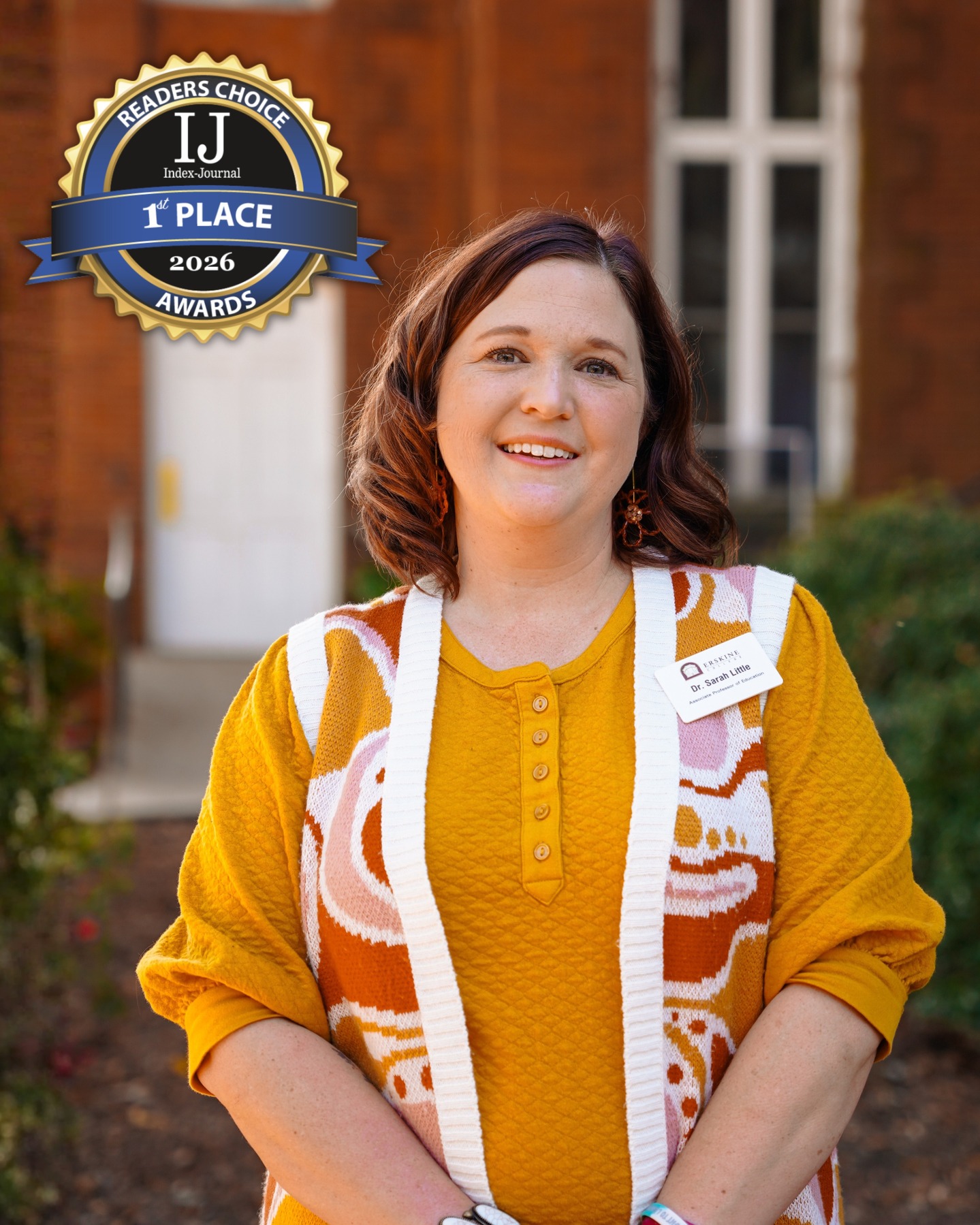 Congratulations to Associate Professor of Education Dr. Sarah Little for winning the Index-Journal's Best College Instructor award! 
◦
◦
◦
#erskine #upstatesc #duewestsc #erskinealumni #greenvillesc #greenwoodsc #collegelife #campusvibes #collegecampus #collegestudents #collegebound #collegeexperience #collegegoals #studentlife #campusevents #studygram #campusinspo #collegecommunity #campusgoals #campusphotography #collegestudytips #goldenboy #southcarolina #dormlife #simpsonvillesc #columbiasc #collegefootball