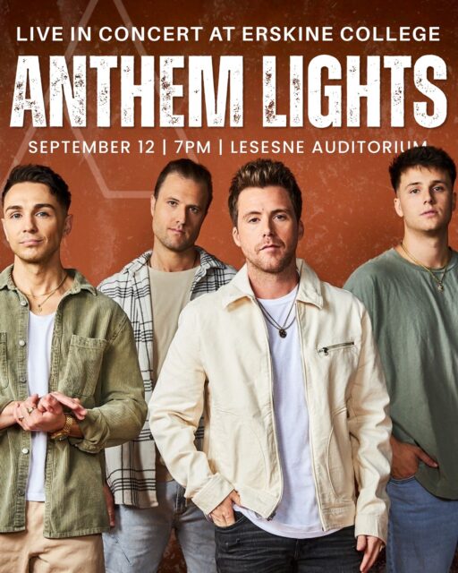 Big news! ‼ Chart-topping pop and contemporary Christian band @anthemlightsband will be performing at Erskine College on September 12th at 7PM!

Tickets on sale now at the link in our bio - you won't want to miss this!
◦
◦
◦
#erskine #upstatesc #duewestsc #erskinealumni #greenvillesc #greenwoodsc #collegelife #campusvibes #collegecampus #collegestudents #collegebound #collegeexperience #collegegoals #studentlife #campusevents #studygram #campusinspo #collegecommunity #campusgoals #campusphotography #collegestudytips #southcarolina #dormlife #simpsonvillesc #anthemlights