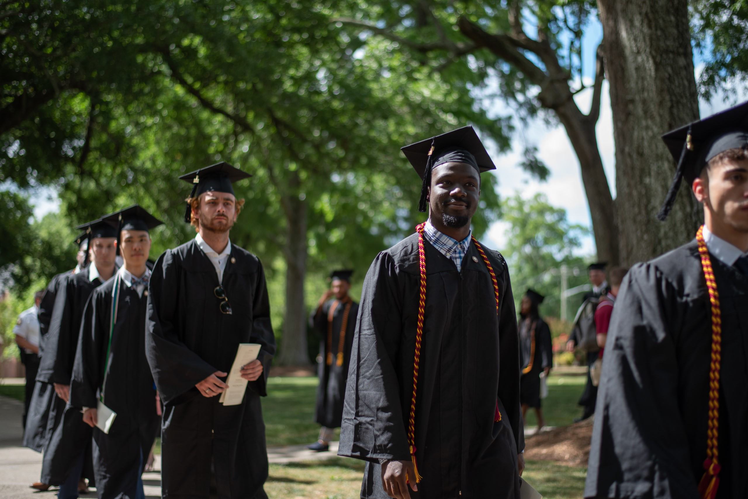 Students walk at Erskine's commencement