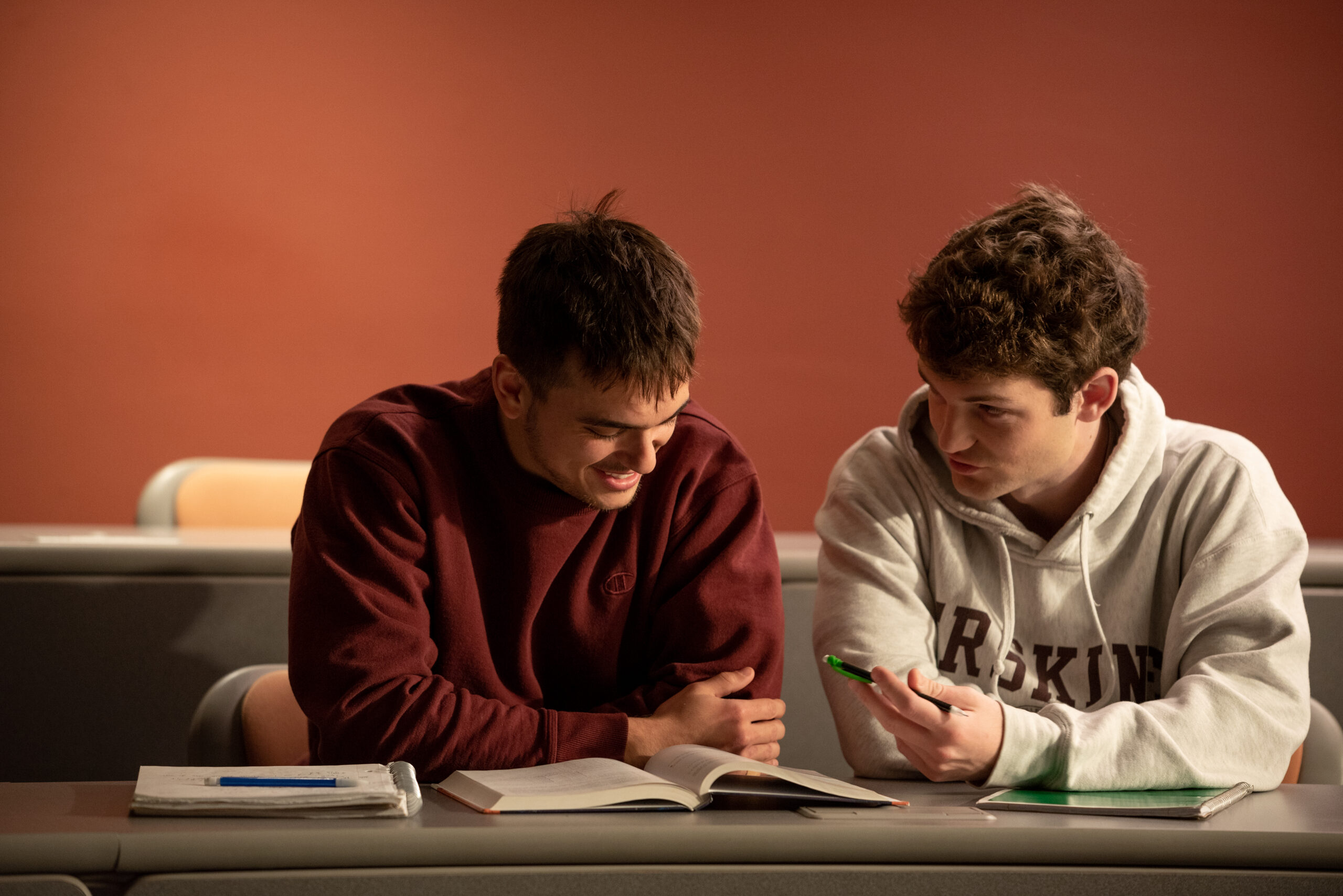 Two students study
