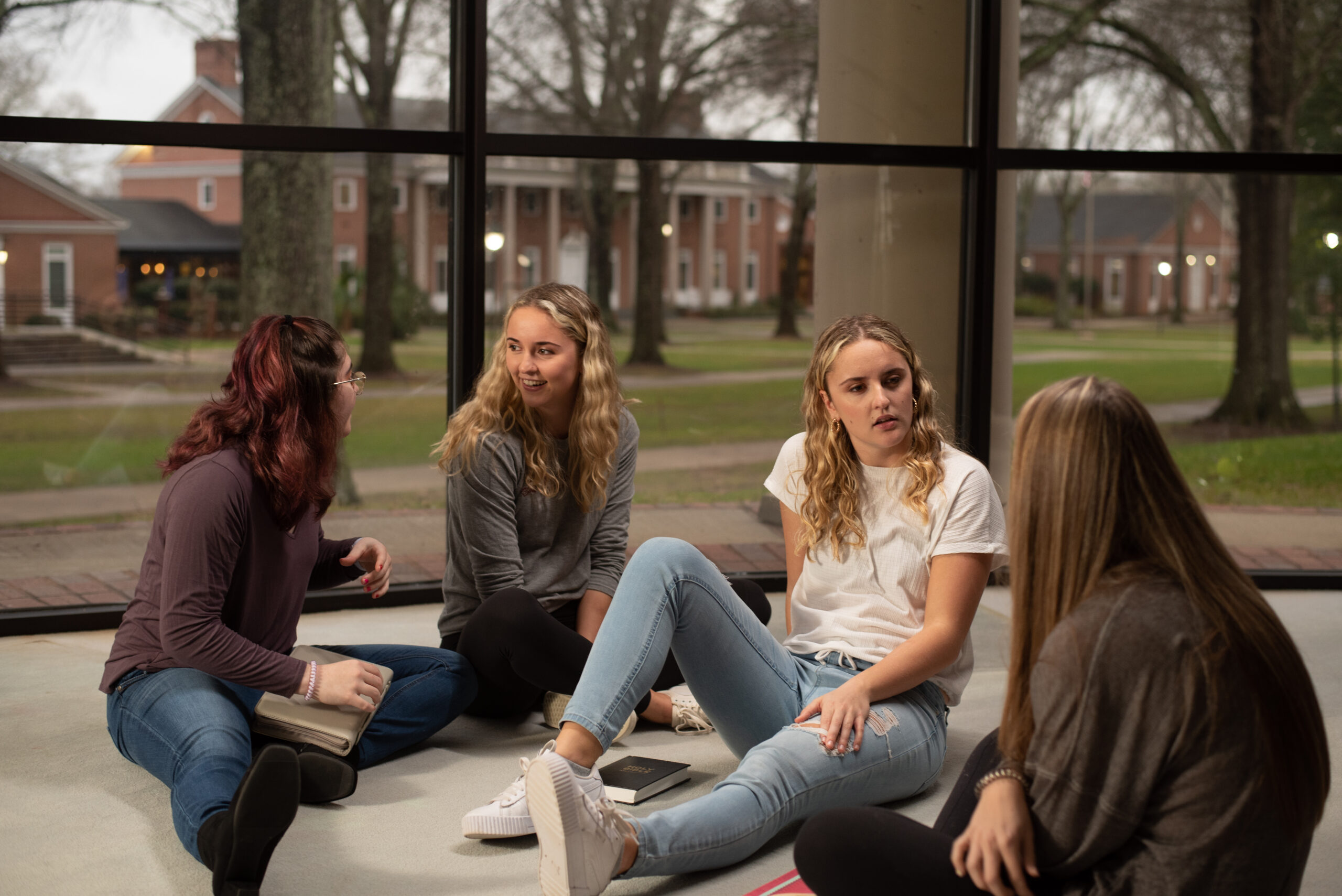 Students talk in the Bowie Arts Center