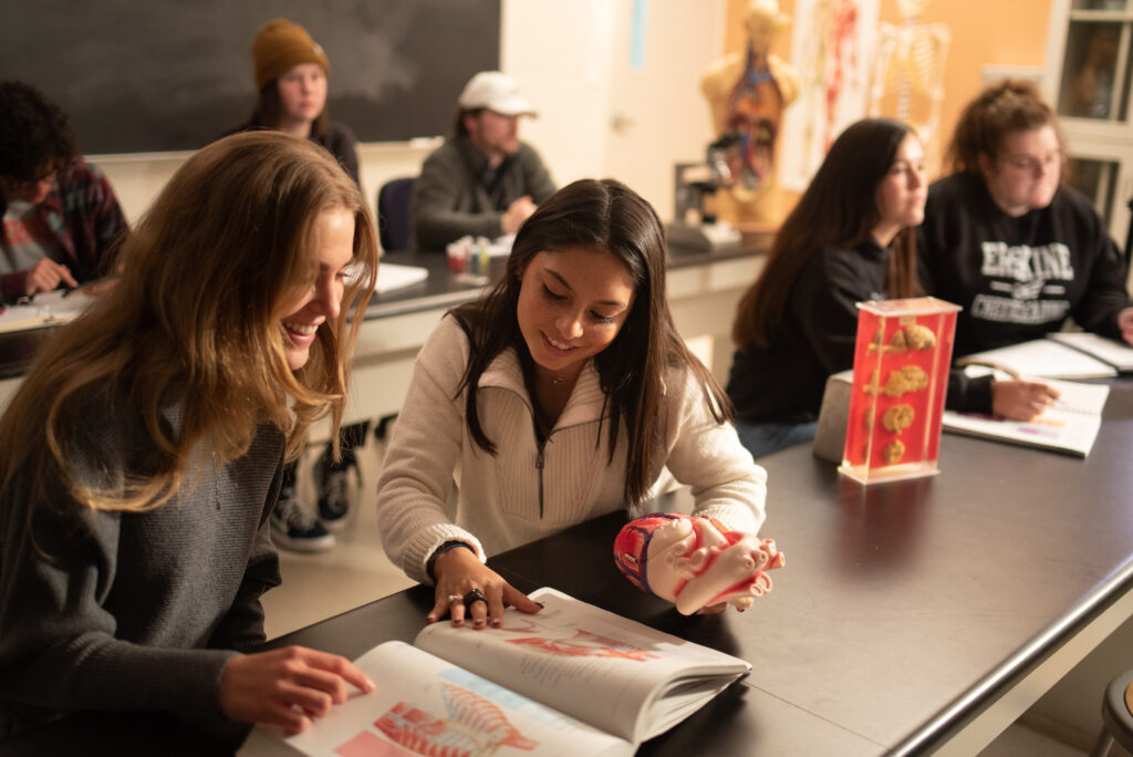 Erskine students participate in a lab