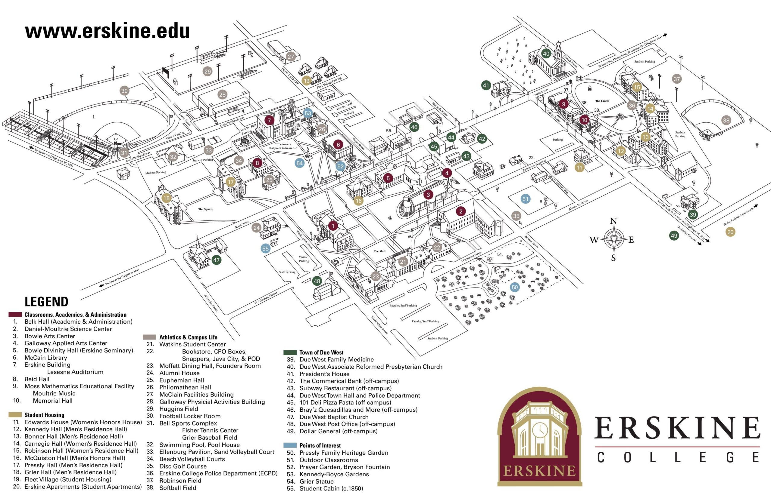 Map of the Erskine Campus