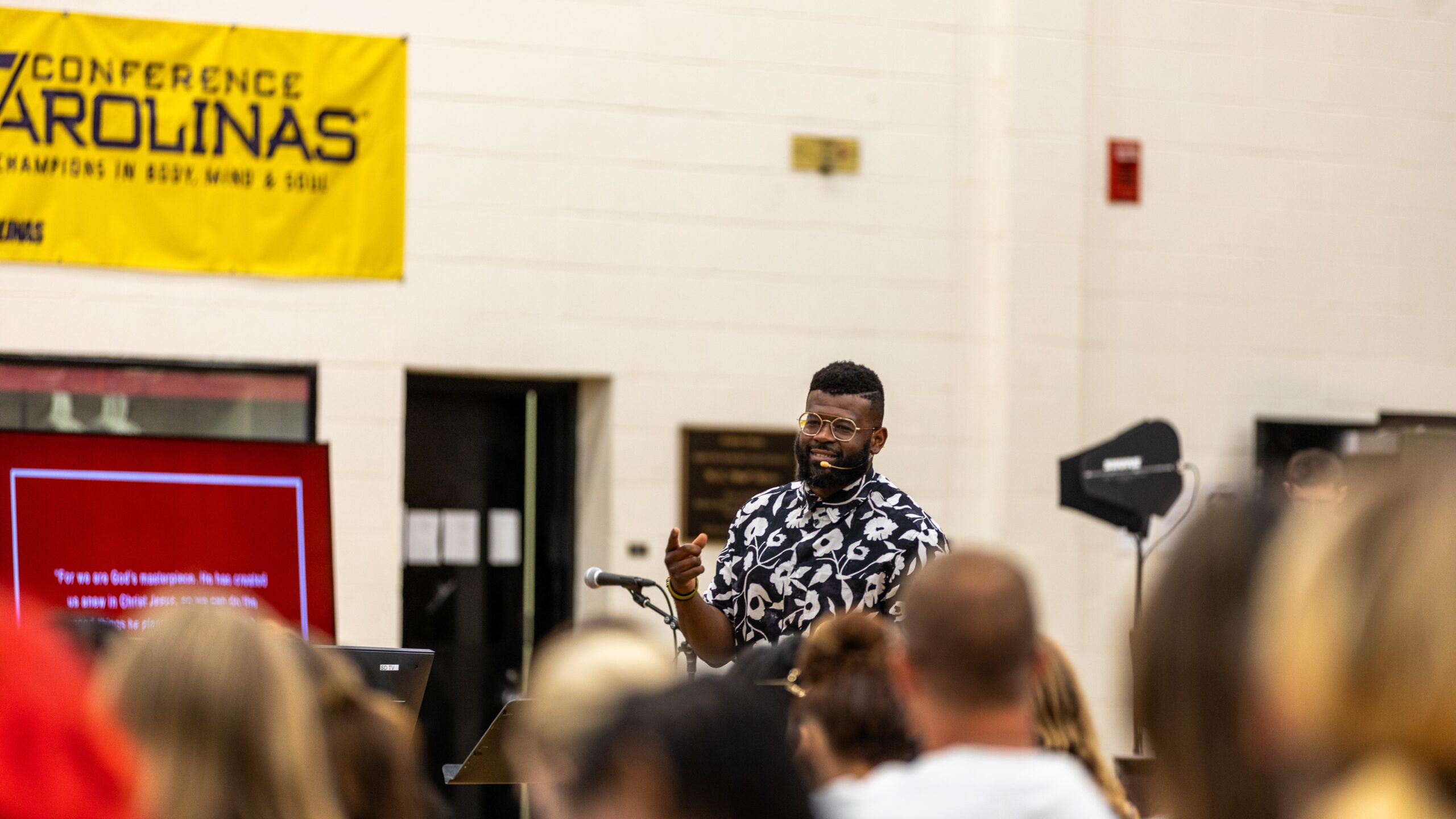 Erskine chaplain Josh Chiles speaks at Fleet Fellowship