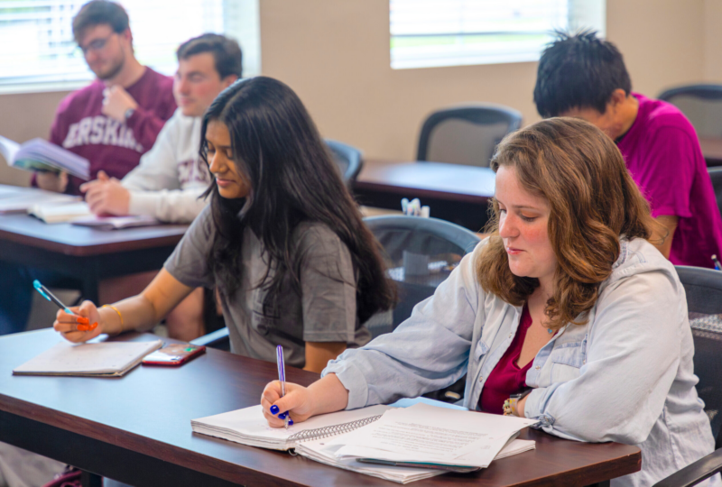 Students in class in Reid Hall at Erskine College