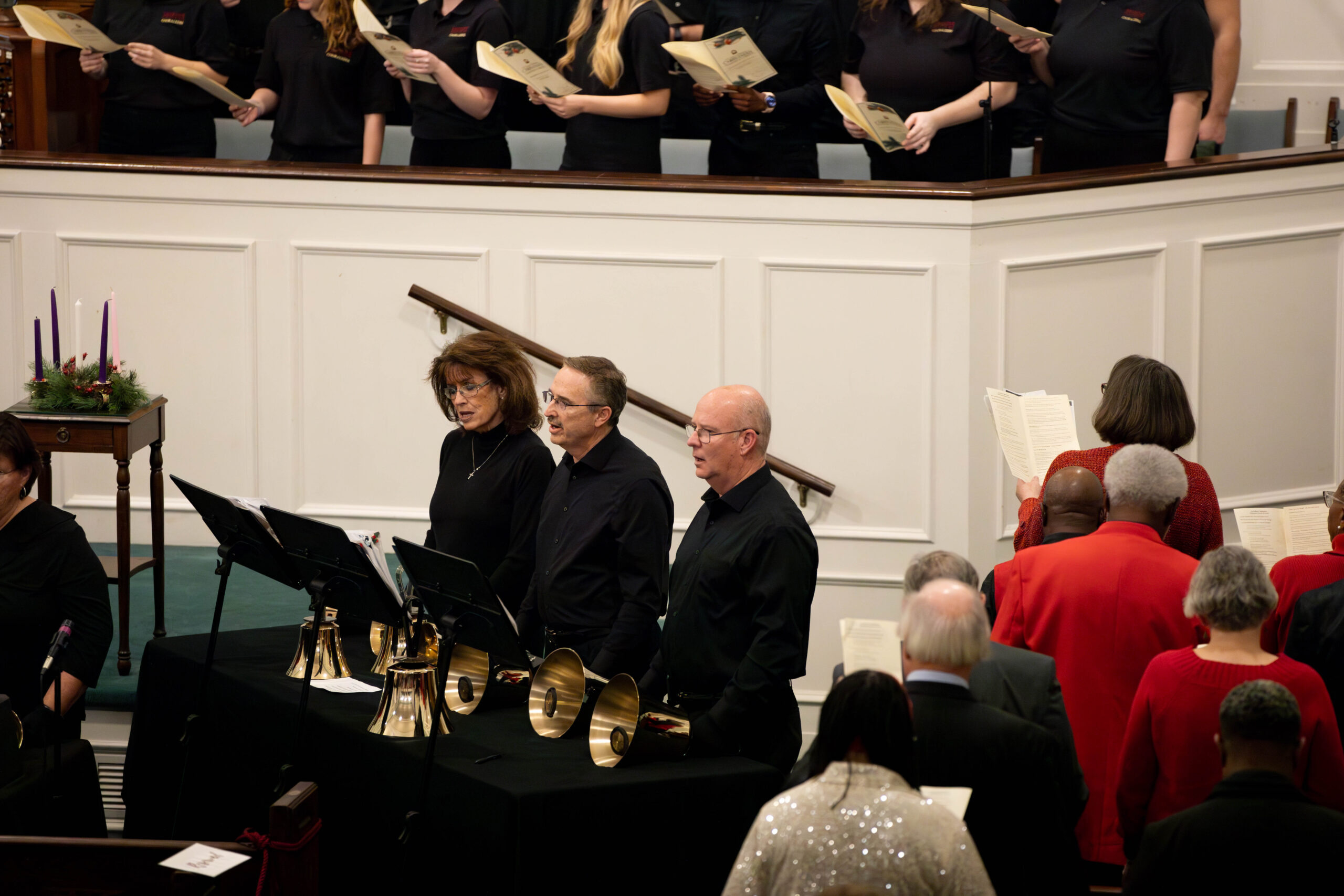Bell choir at Erskine Lessons and Carols, 2023