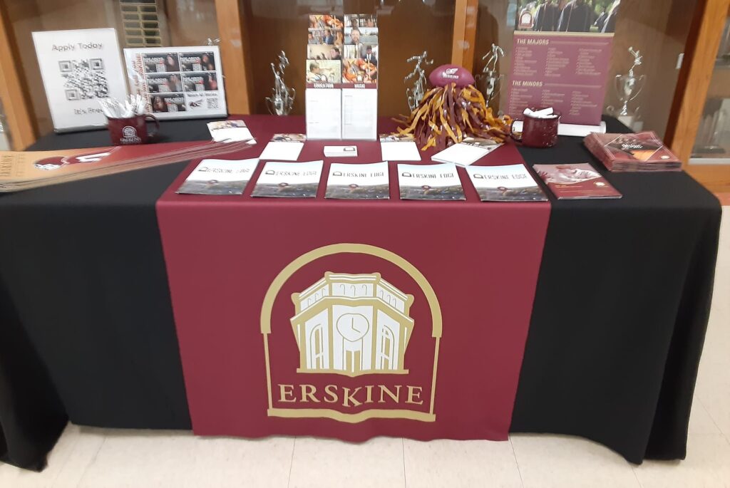 Erskine admissions table with recruitment materials