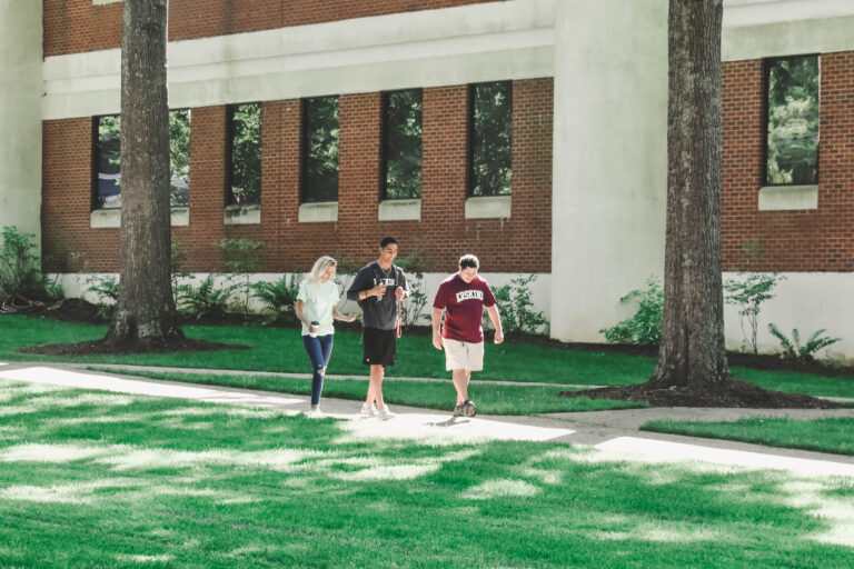 Students walk Erskine's campus