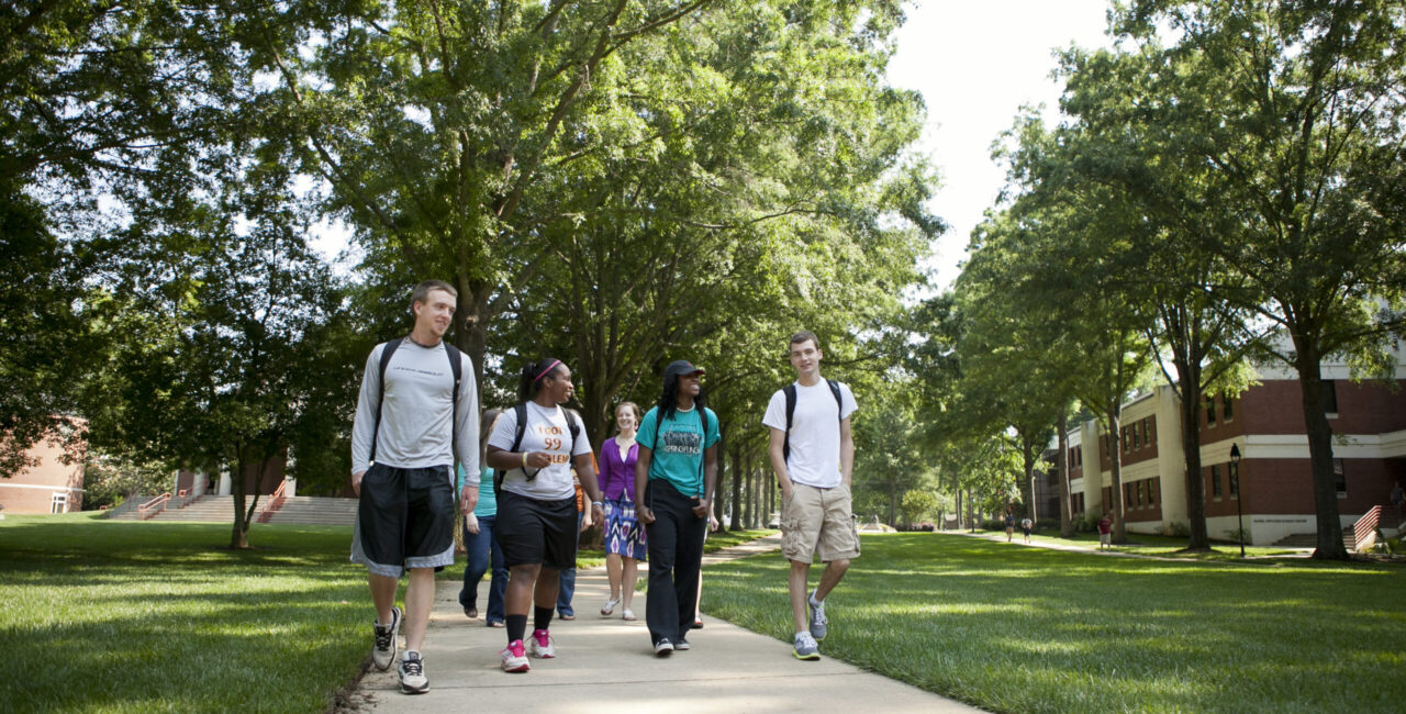 Students Walk On The Mall On The Campus Of Erskine College