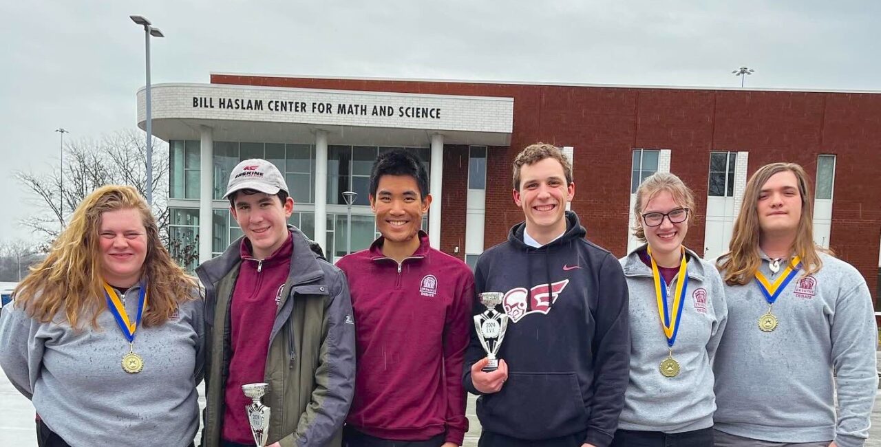 Members Of The Debate Team Pose With Their Awards. From Left: Annie Bruner, Carson Bleich, Noah Lin, Caleb Roberts, Ellie Jordan, And Jackson Parris.