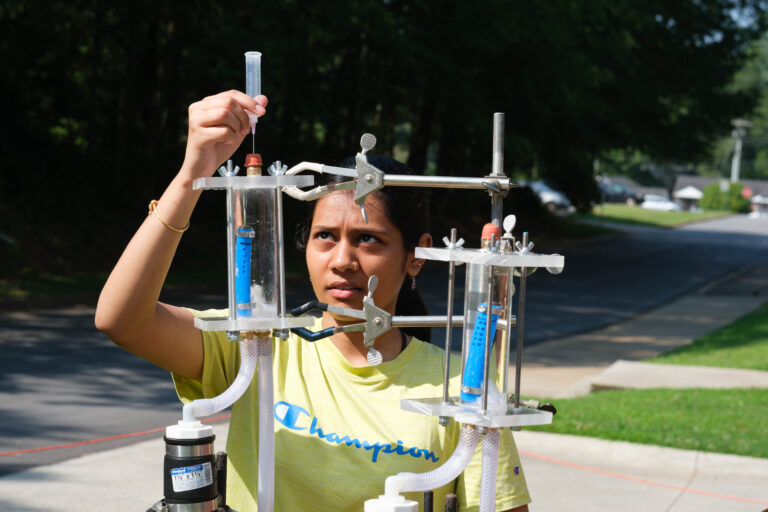 Student Harvee Patel conducts research at Erskine College