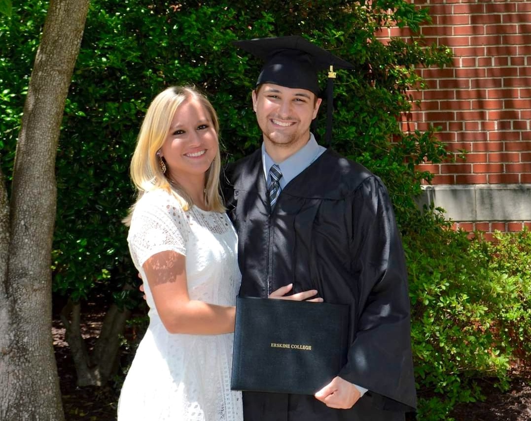 Justin Glover and Rachel Lloyd at his 2017 Erskine commencement