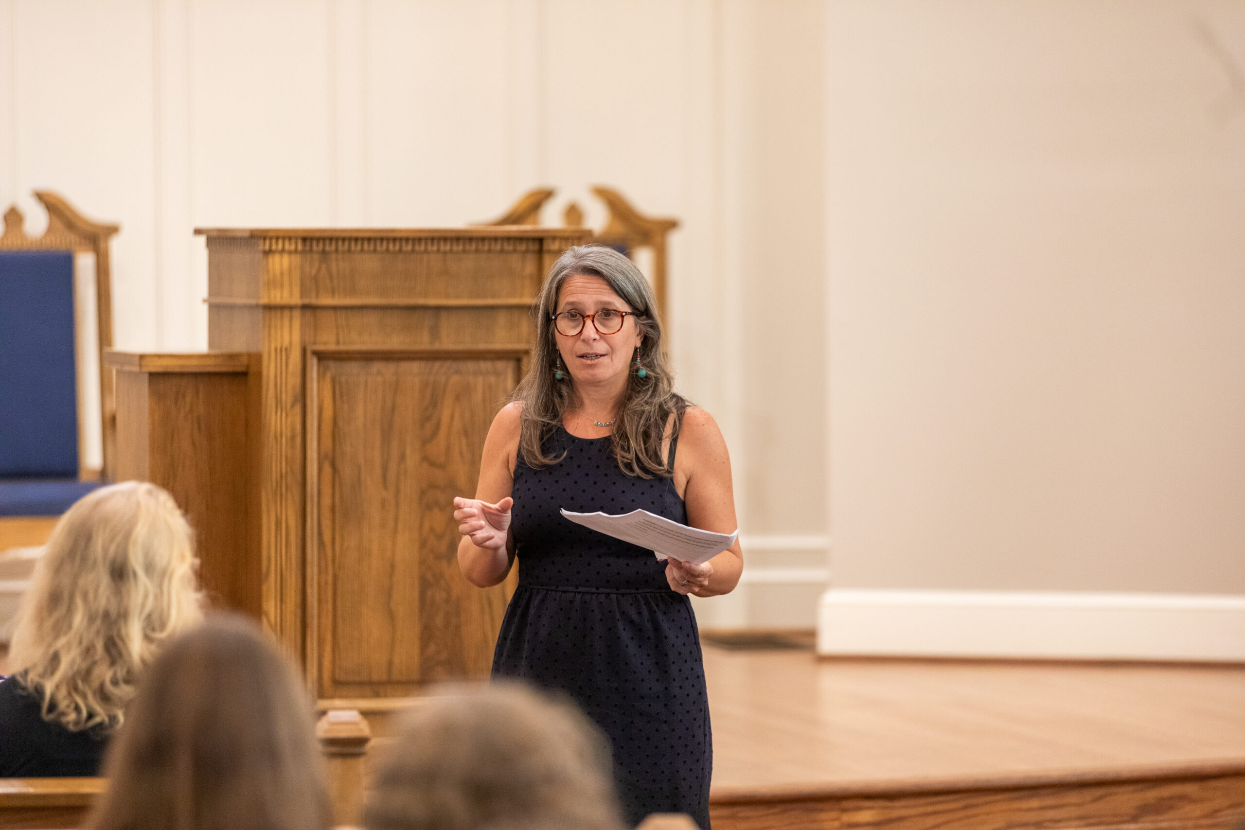 Brivio speaks at the 2023 Signing of the Book for freshman women.