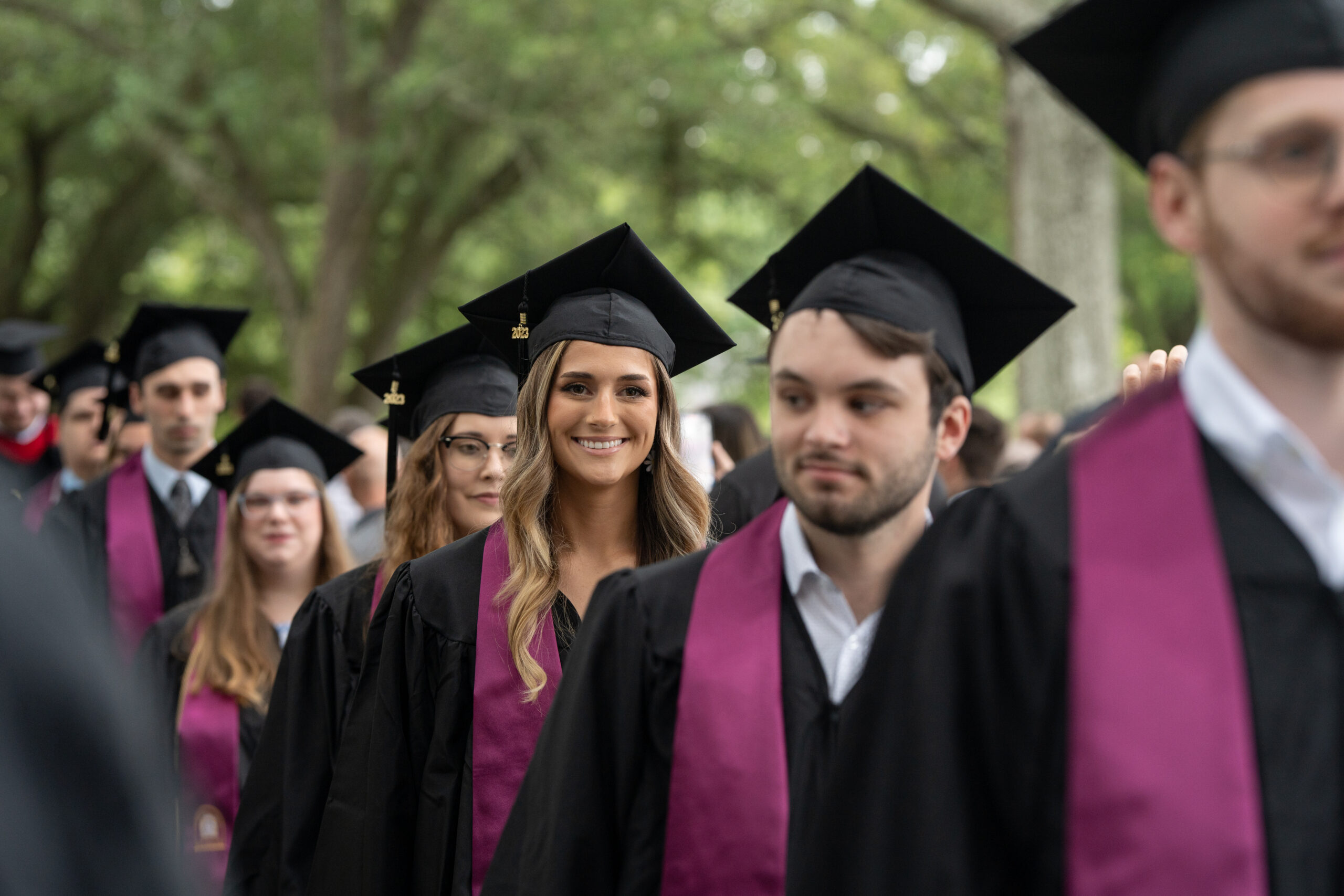 Graduating seniors walk at Erskine commencement