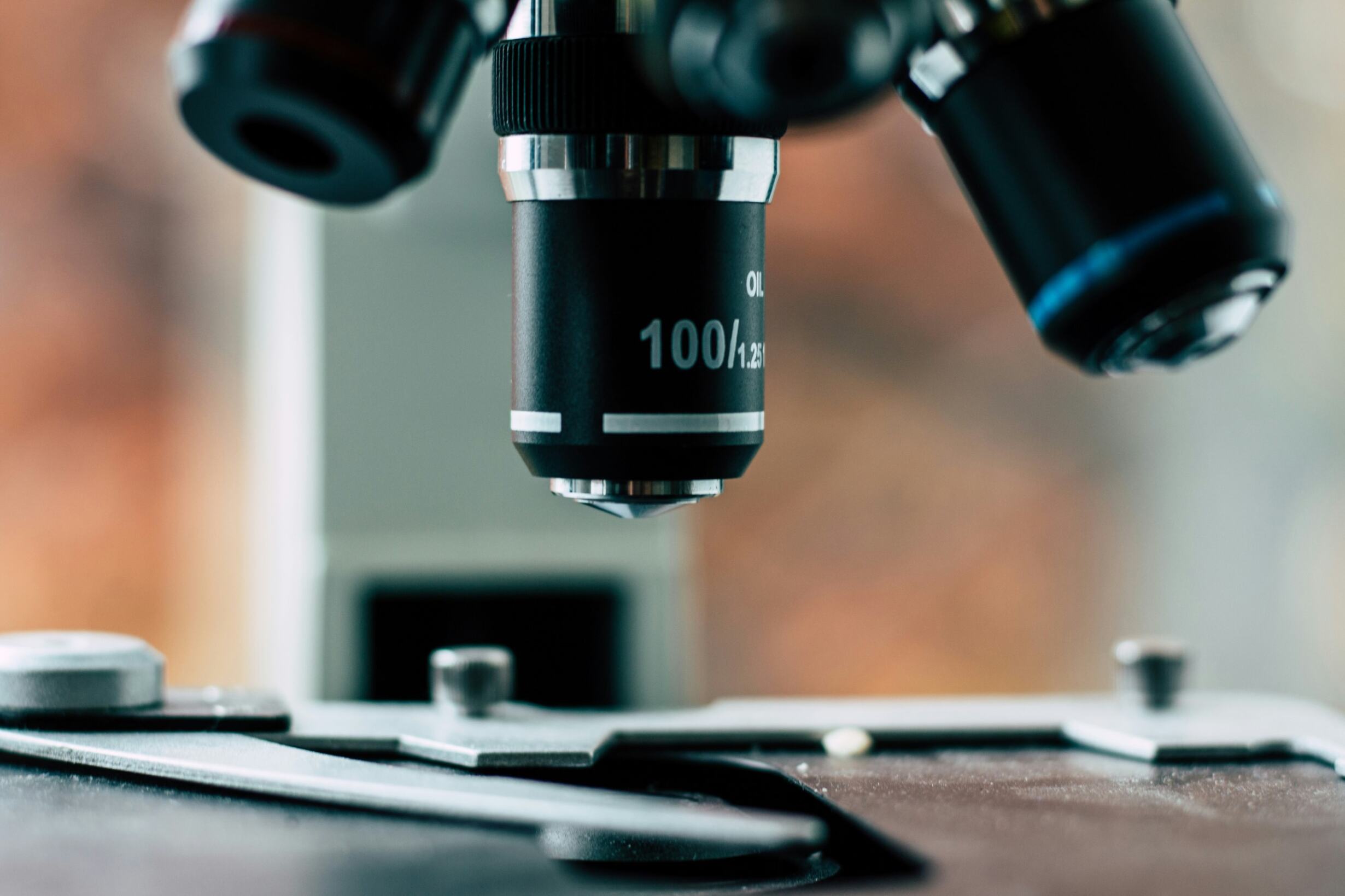 Close-up of a microscope