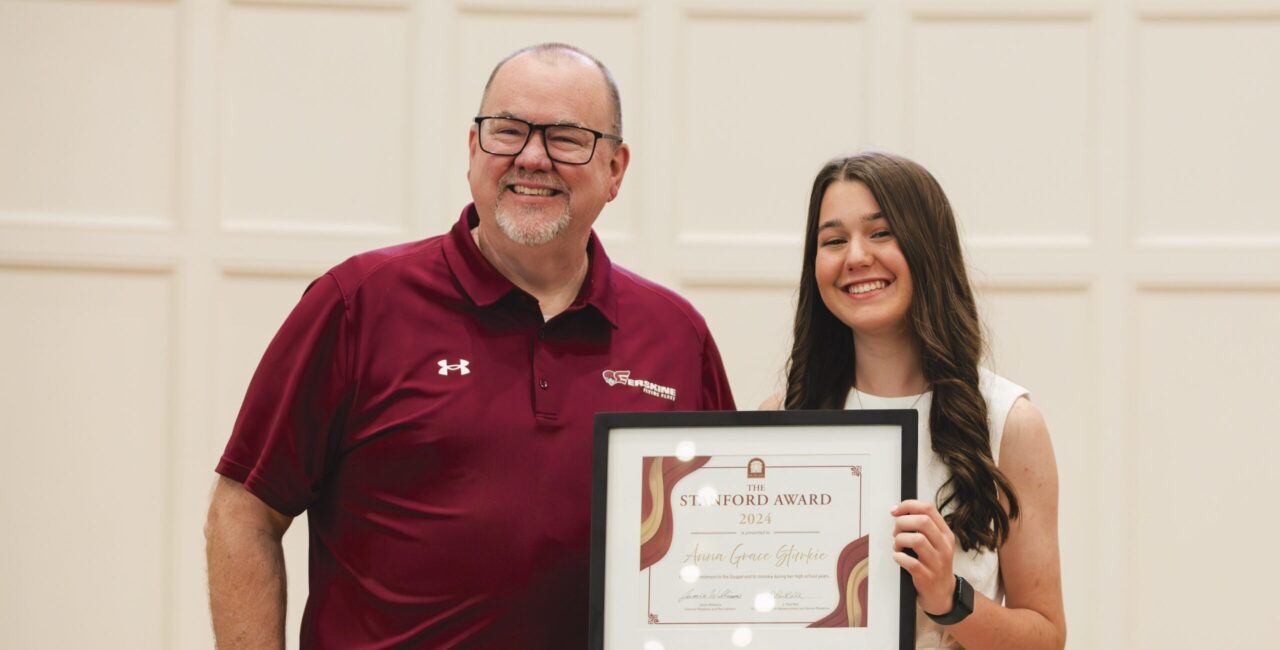 Erskine Staff Member Jamie Williams, Left, And Stanford Award Recipient Anna Grace Sturkie.