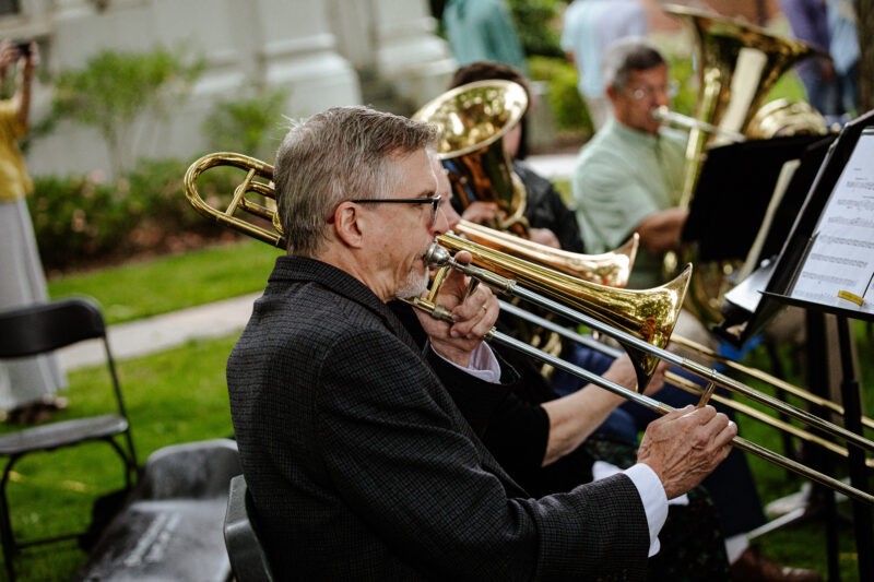 Professor of Philosophy Dr. David Reiter was among the students and faculty playing with Erskine Sinfonia for the ceremony.
