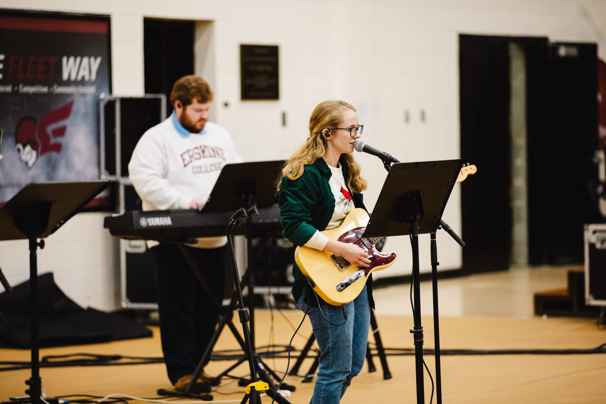 Gabriel and Ariel Students Gabriel Collier and Ariel Bishop lead worship at Fleet Fellowship