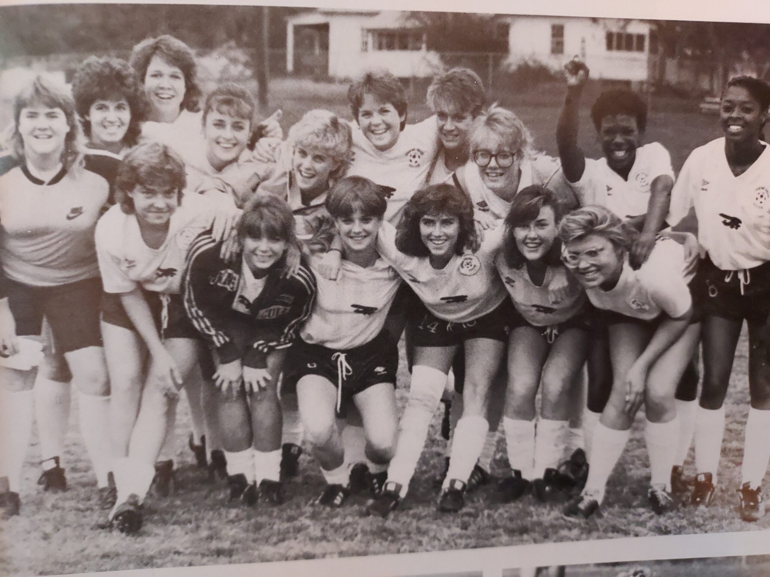 Team shot of women's soccer, 1986