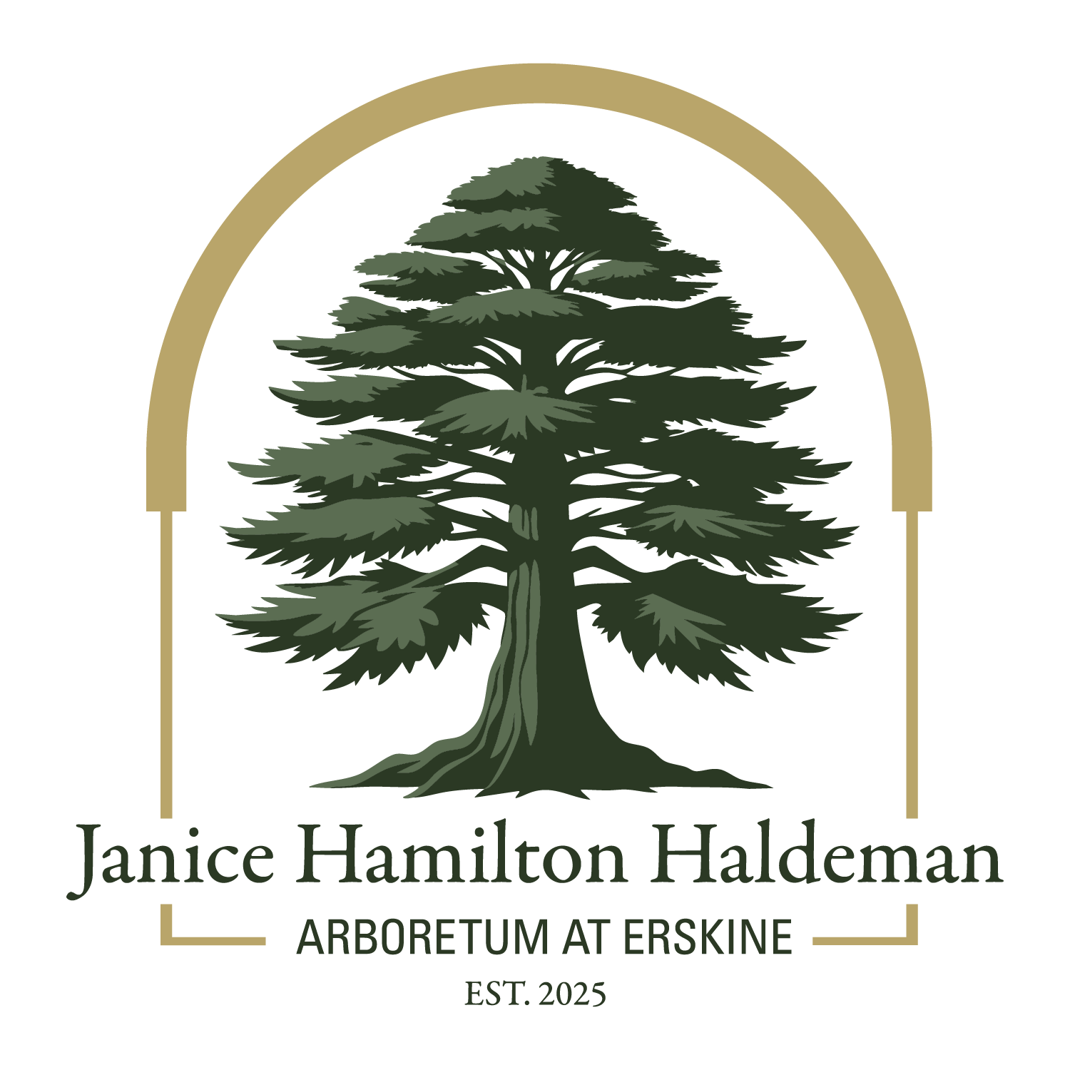 The Janice Hamilton Haldeman Arboretum at Erskine Est. 2025 - color logo