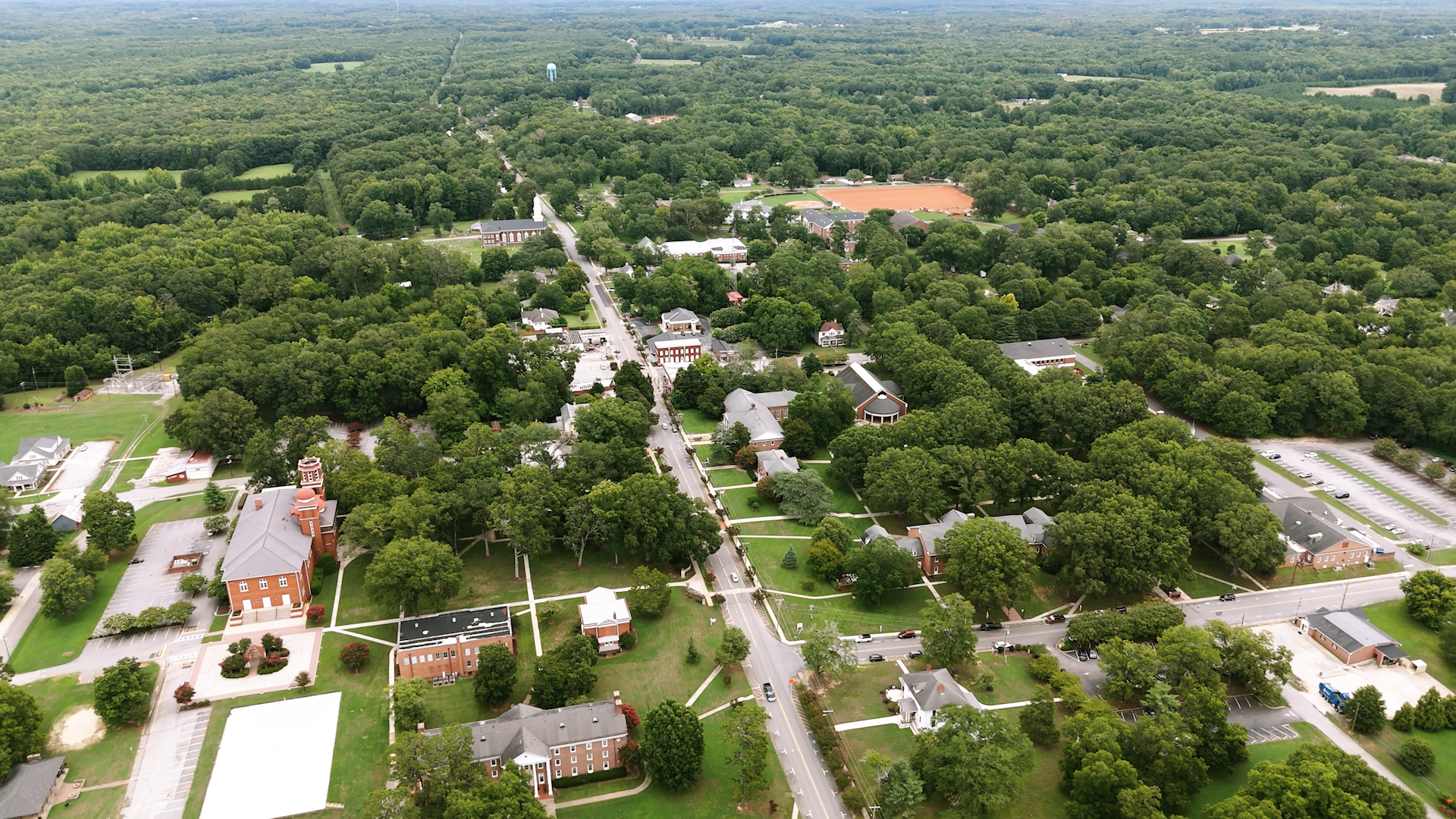 Overhead view of the Erskine College campus