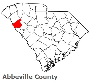 Map of South Carolina showing Abbeville County's location