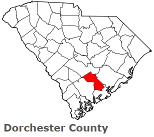 Map of South Carolina with Dorchester County highlighted
