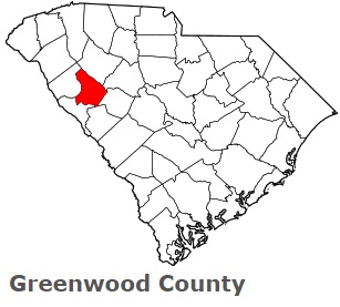 Map of South Carolina highlighting Greenwood County