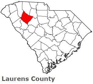 Map of South Carolina highlighting Laurens County