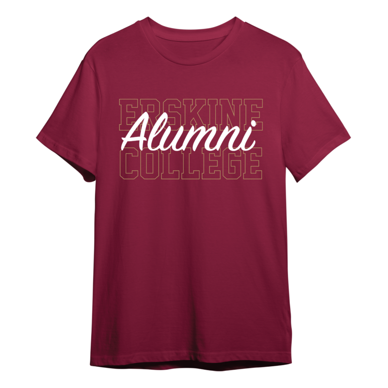 Alumni Day T-shirt that says "Erskine College Alumni"