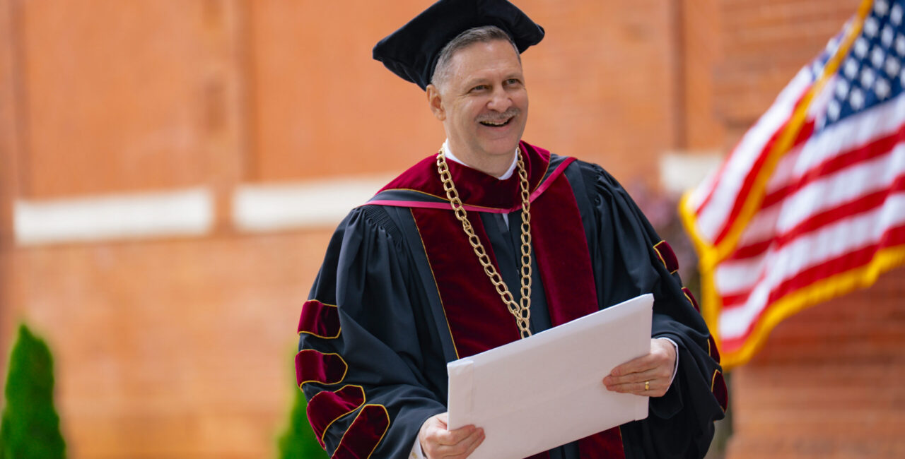 Erskine President Dr. Steve Adamson at Commencement 2025