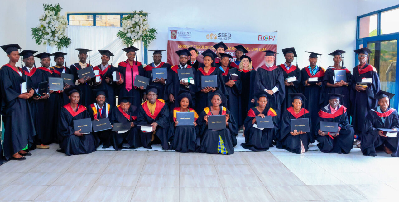 A group of Rwanda students graduate from Erskine's Global Diploma Program