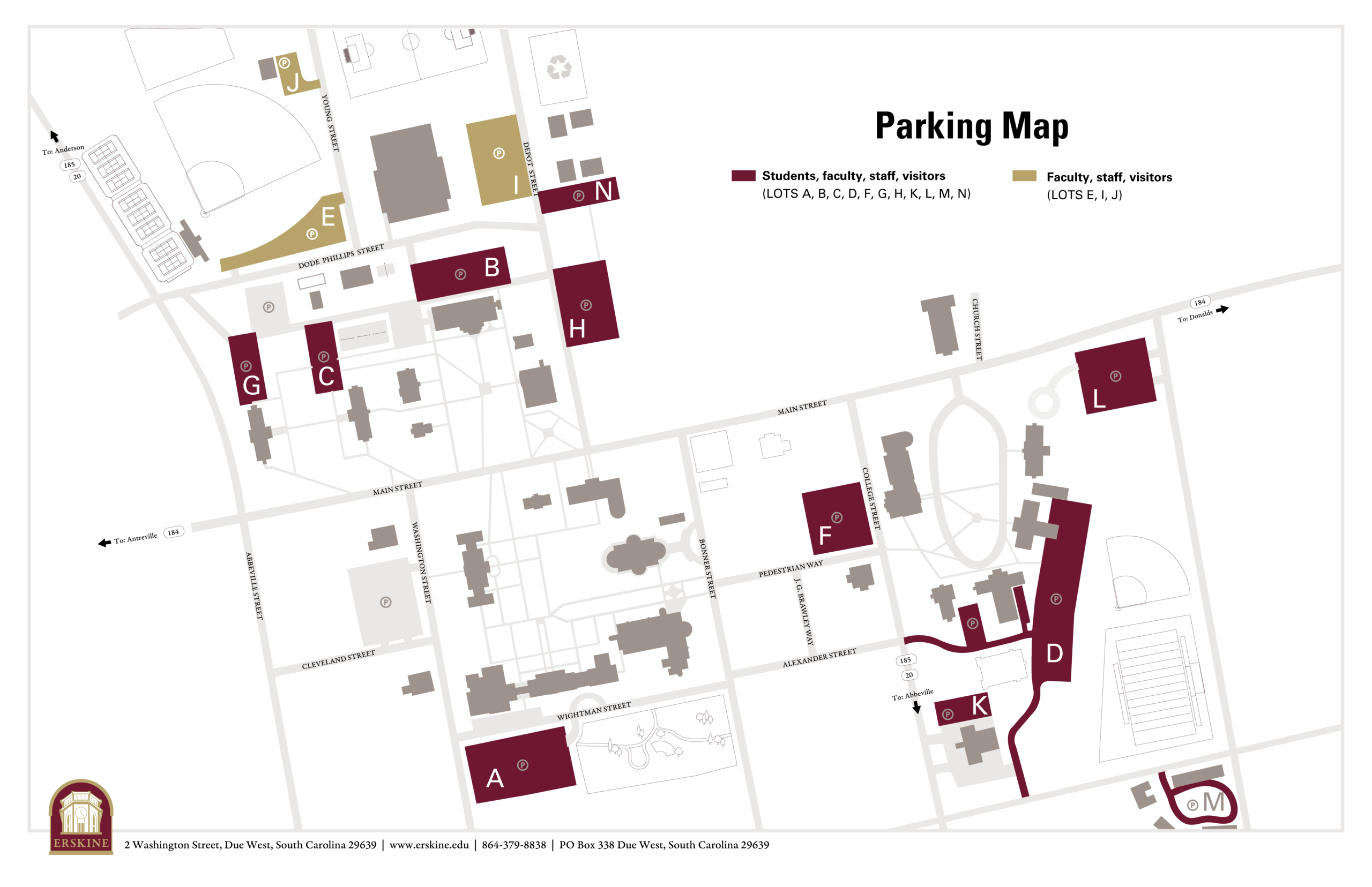 Campus Parking Map-Parking Map Erskine College parking map